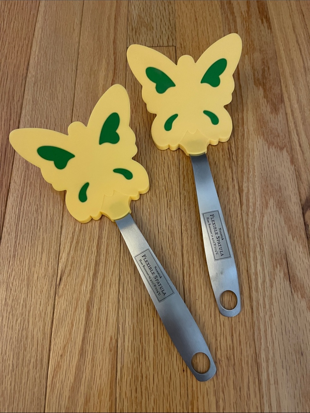 Williams Sonoma Yellow Butterfly Silicone Spatulas with Green Accents - Set of 2